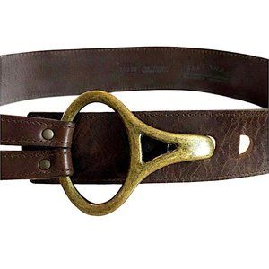 BELT SHAK CANADA Thick Leather Belt Brass Buckle